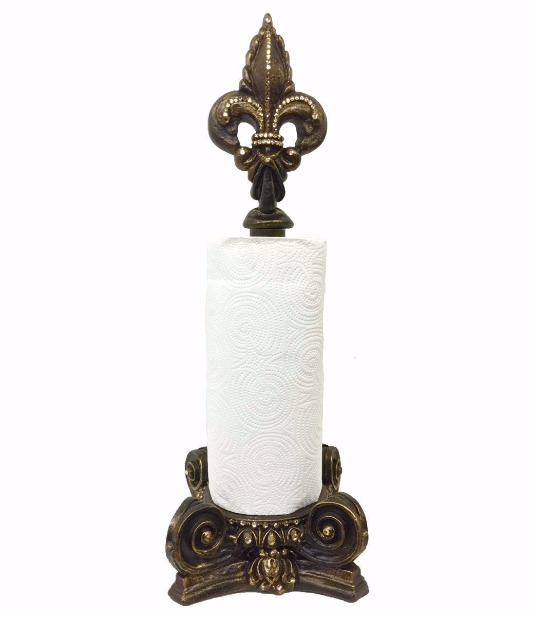 Decorative Paper Towel Holder Fleur De Lis With Swarovski Crystals Home Decor