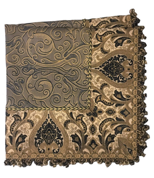 Designer Square Table Topper Bronze And Black 44X44