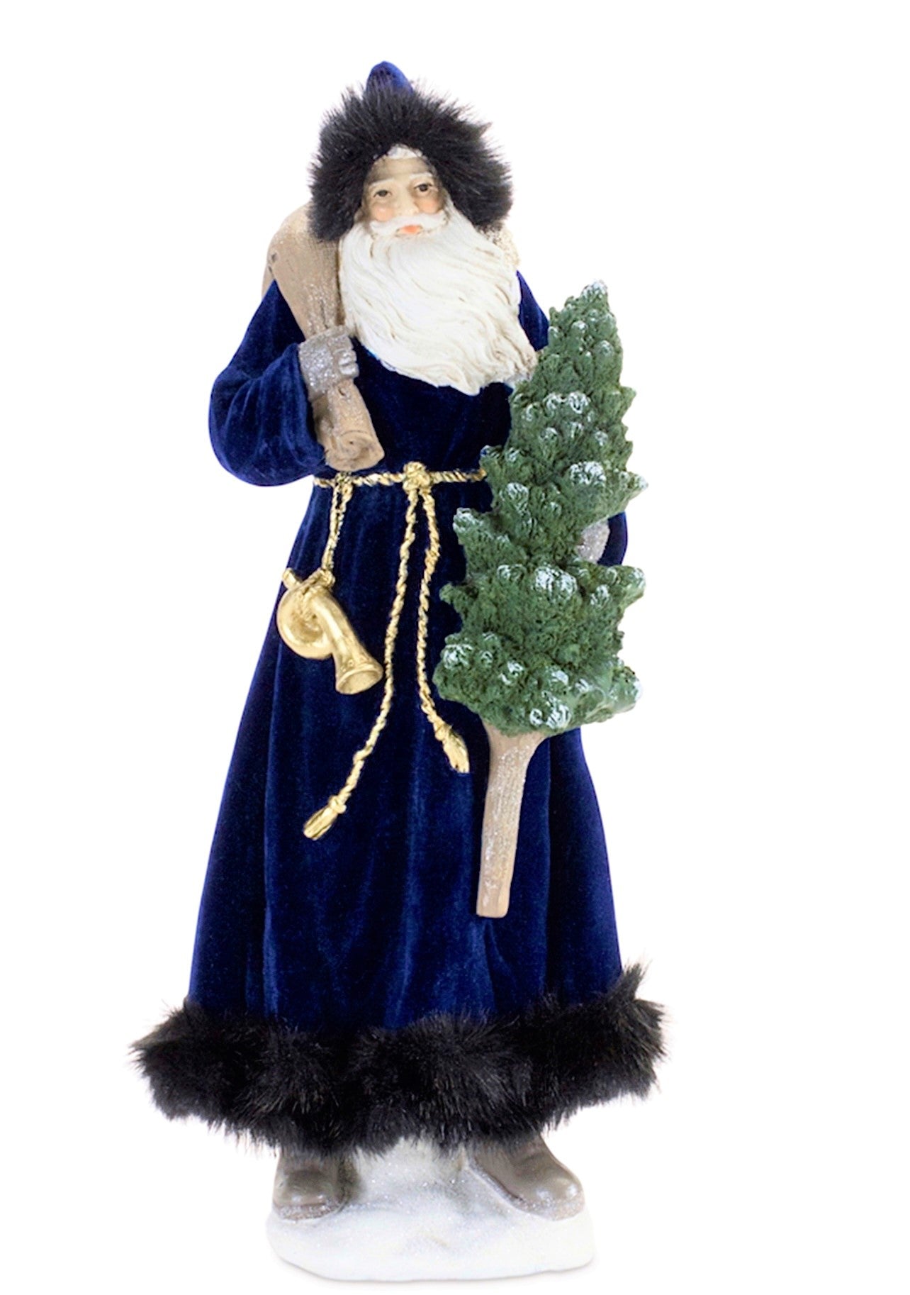 Deep Royal Blue Santa w/Christmas Bag and Tree