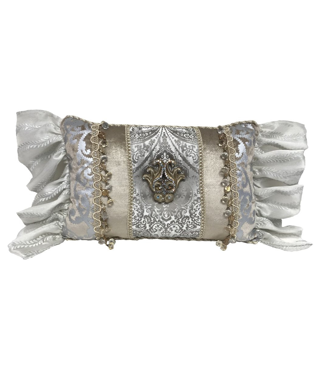 Glam Decorative Pillow Rectangle Silver And Off White