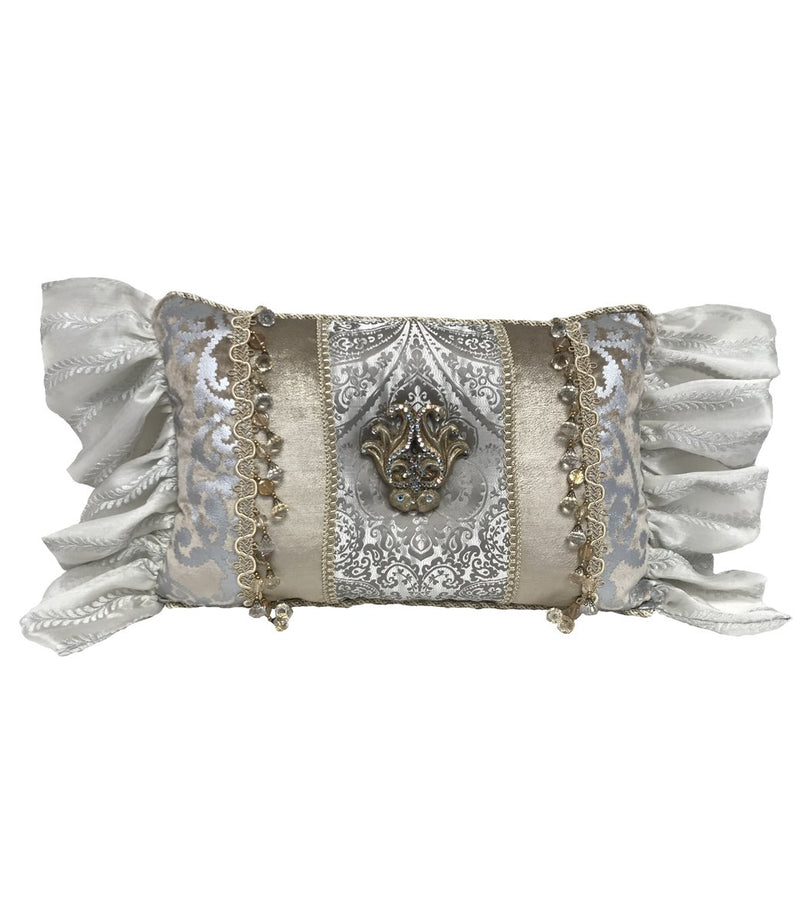 Glam Decorative Pillow Rectangle Silver and Off White