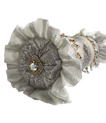 Glam Decorative Pillow Bolster Silver And Off White