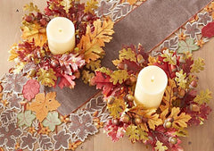 Embroidered Cutout Fall Leaves Table Runner