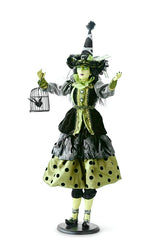 Endora Witch in Green and Black Dot Dress