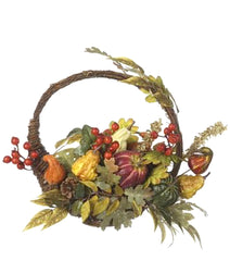 Fall Centerpiece with Pumpkins, Gourds, & Berries Cornucopia