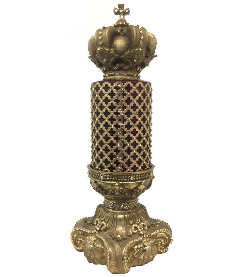 Decorative Candle 4X6 Jeweled Mesh Base With Crown Topper Candle/base Combination