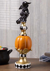 Pumpkin Finial with Flying Witch