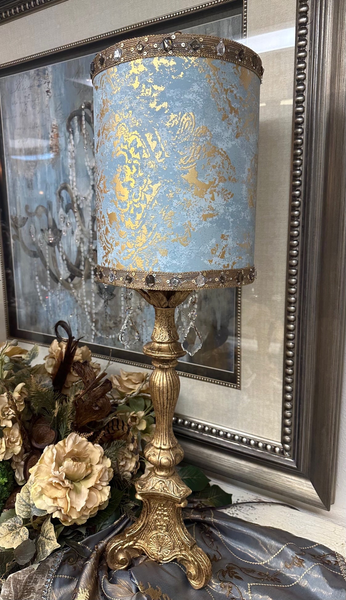 Gallery Designs Table Lamp in Blue and Gold
