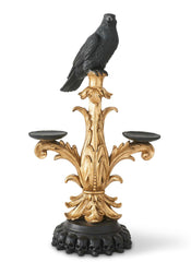 Gold and Black Halloween Candelabra with Black Crow