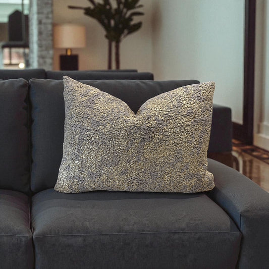 Gold and Gray Textured Velvet Luxury Lumbar Pillow