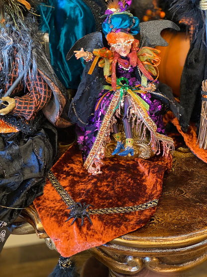 Halloween Rust Velvet Table Runner With Spider Table Decor