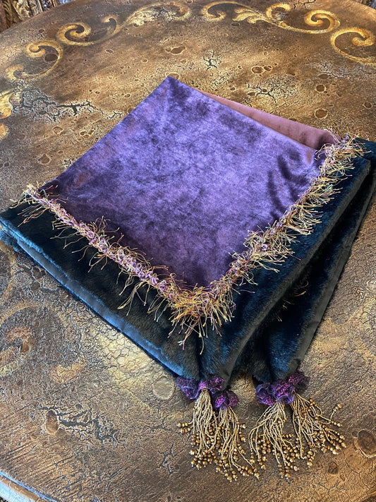 Halloween Purple Velvet Table Throw Table Decor