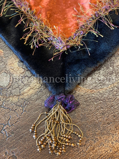 Halloween Rust Velvet Table Throw