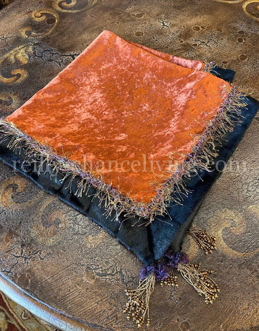 Halloween Rust Velvet Table Throw