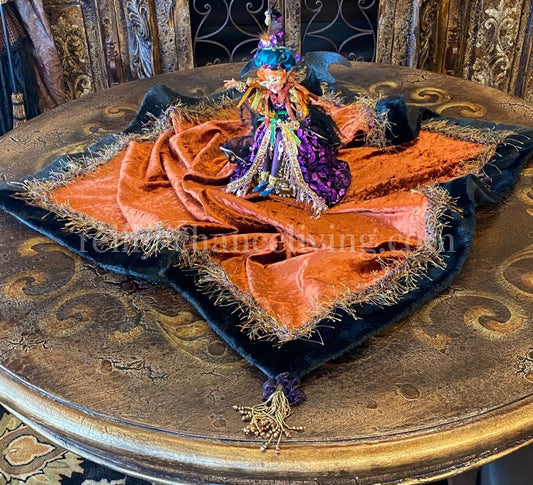 Halloween Rust Velvet Table Throw