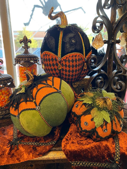 Katherine's Collection Bewitching Bash Paper Maché Pumpkins Set of 3