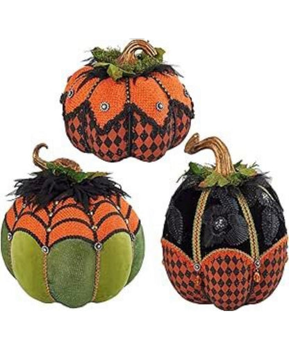 Katherine's Collection Bewitching Bash Paper Maché Pumpkins Set of 3