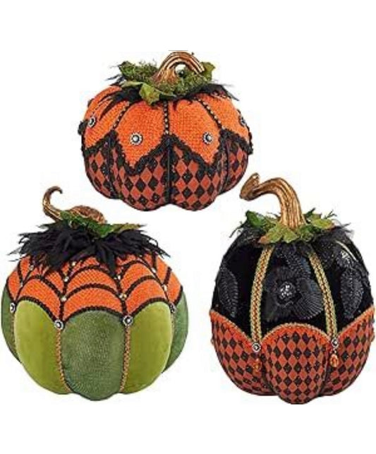Katherine's Collection Bewitching Bash Paper Maché Pumpkins Set of 3
