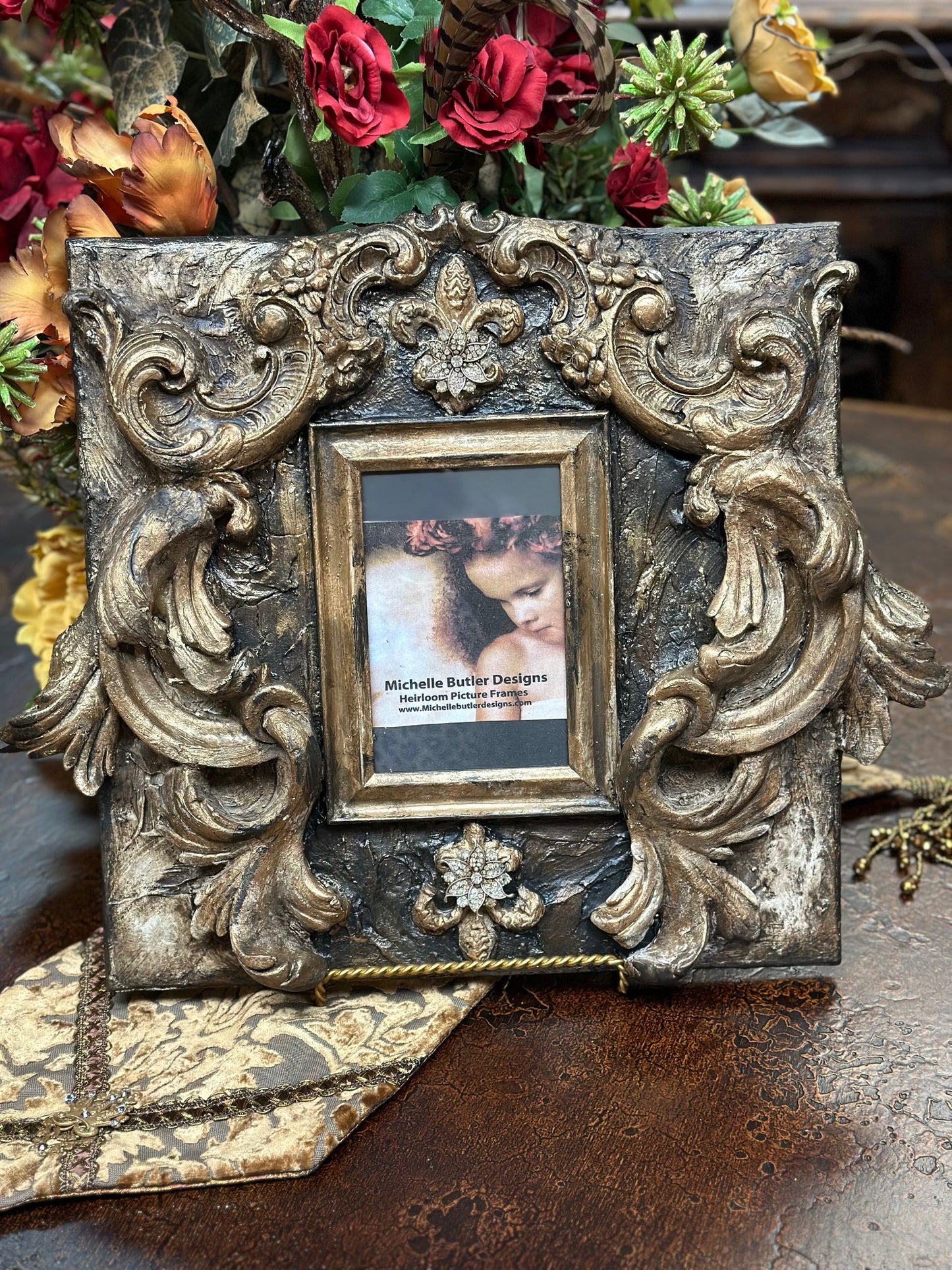 Michelle Butler Tabletop Frame with Acanthus Scrolls and Fleur de Lis