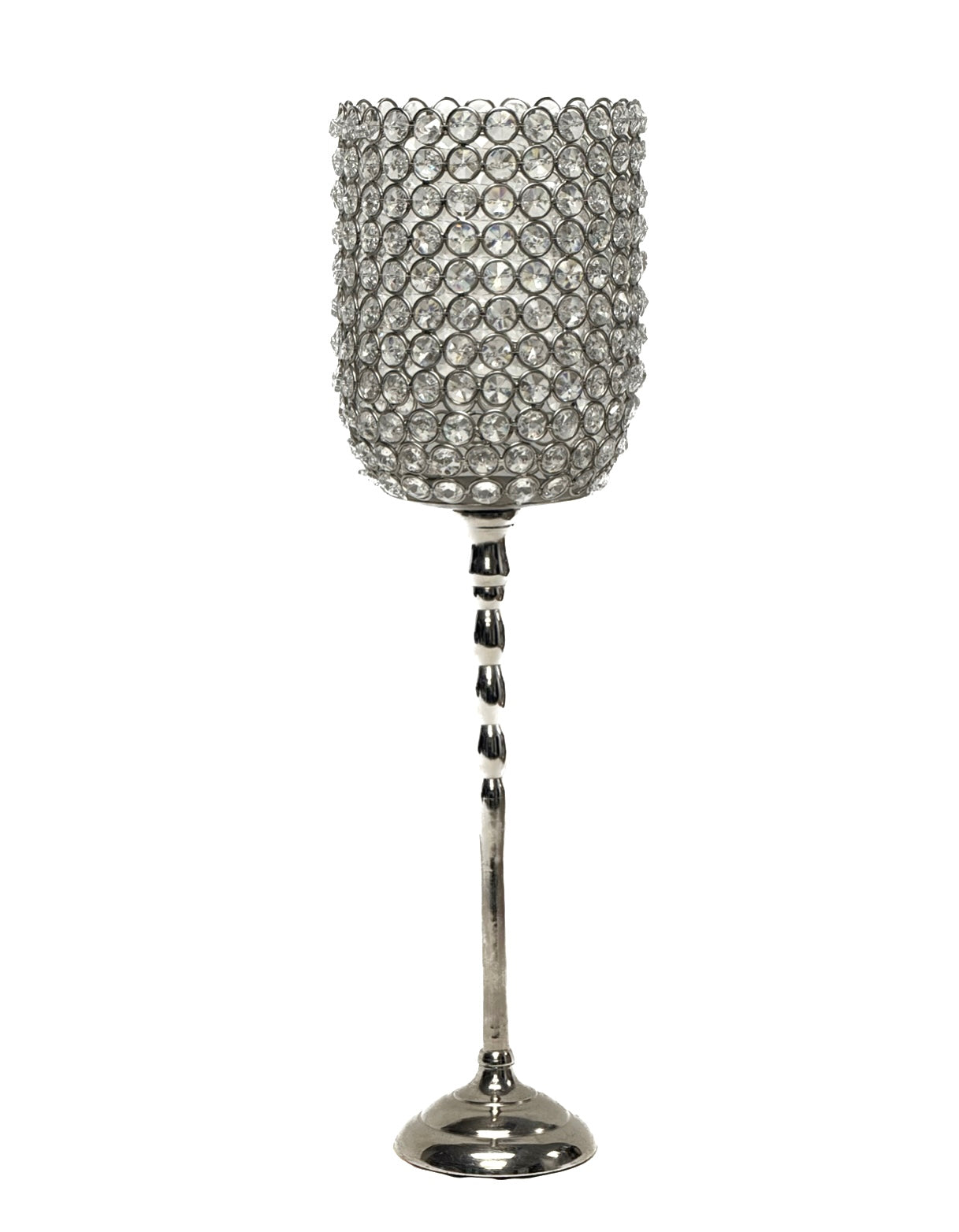 Silver And Crystal Goblet Style Cndle Holder