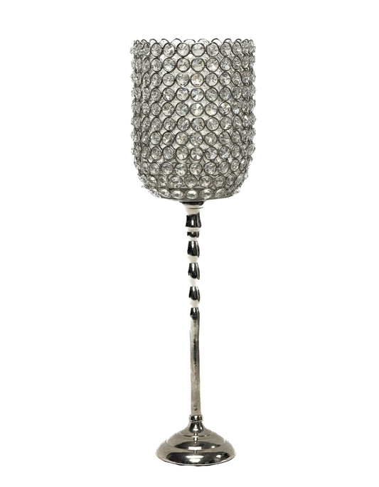 Silver And Crystal Goblet Style Cndle Holder
