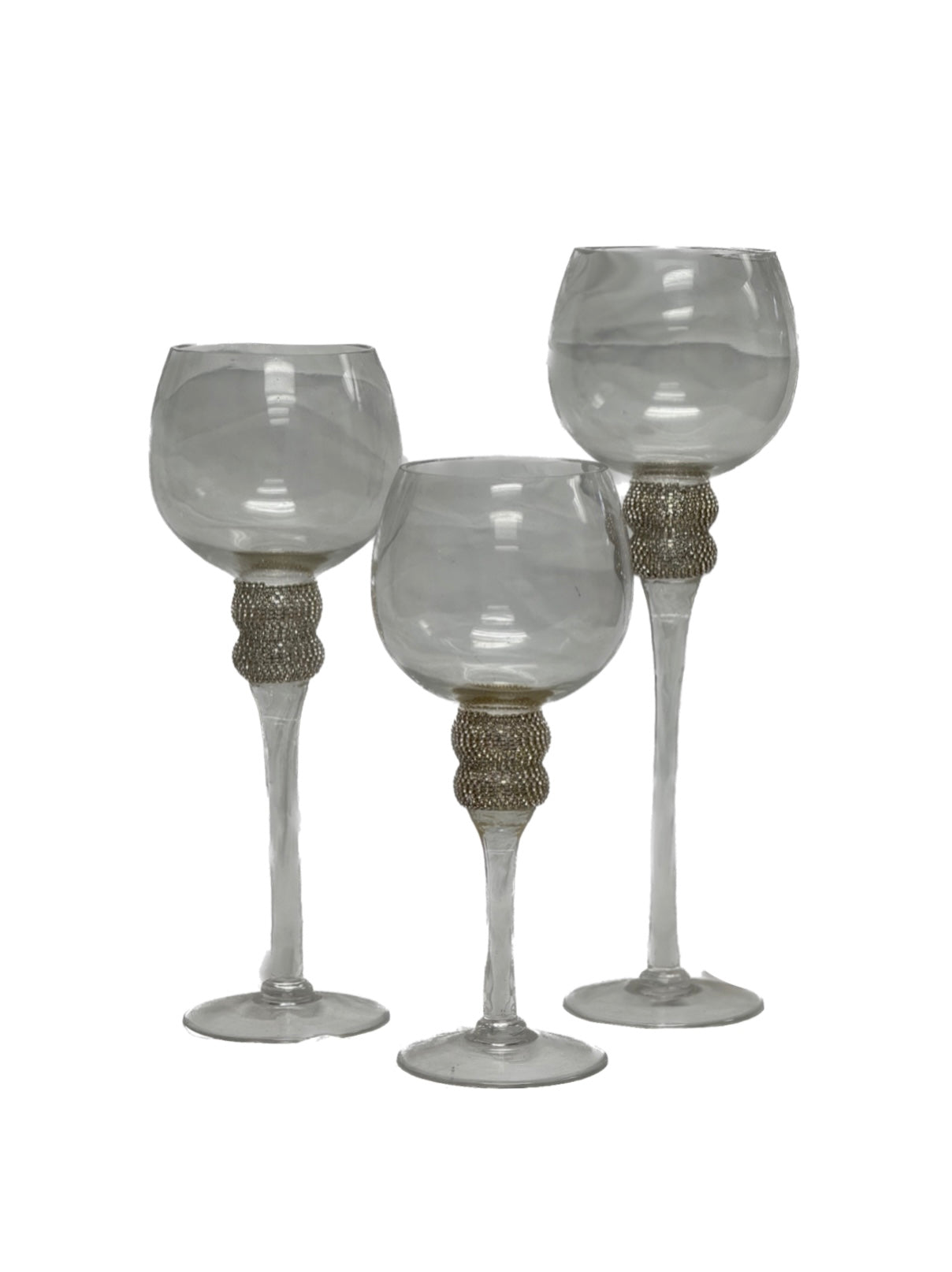 Set Of Three Goblets With Crystal Embellishments