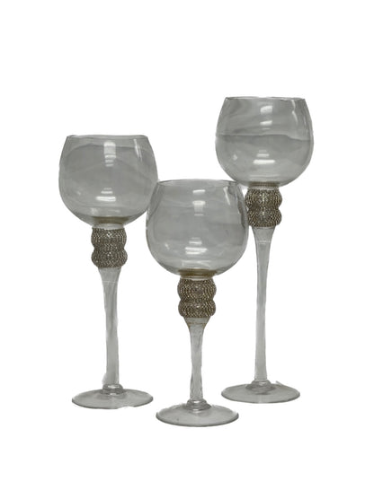 Set Of Three Goblets With Crystal Embellishments