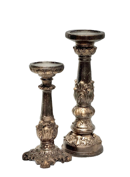 Set Of Two Bronze Candle Bases