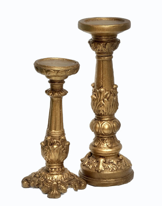 Set Of Two Gold Candle Bases