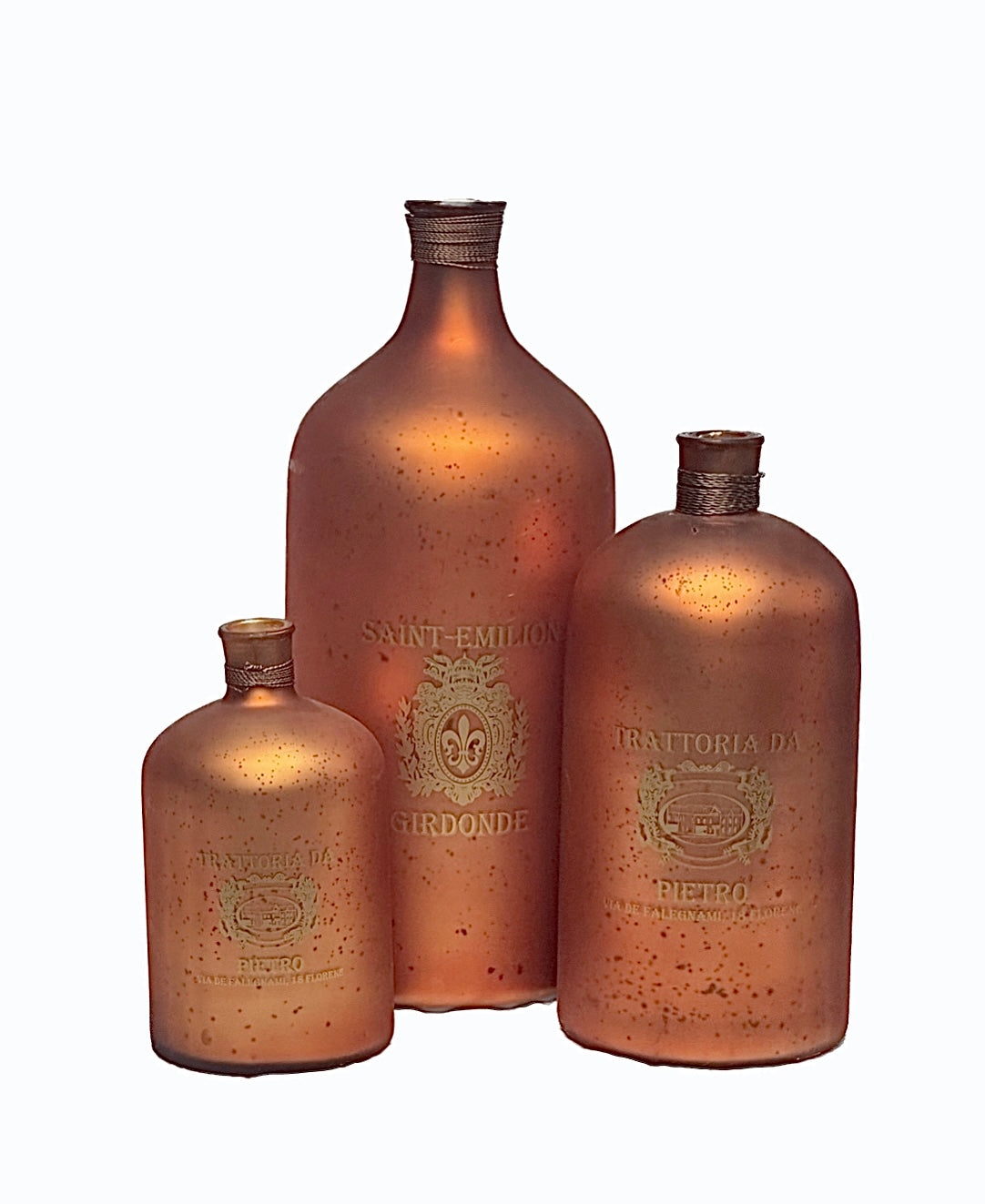 Set Of Three Large Glass Bottles
