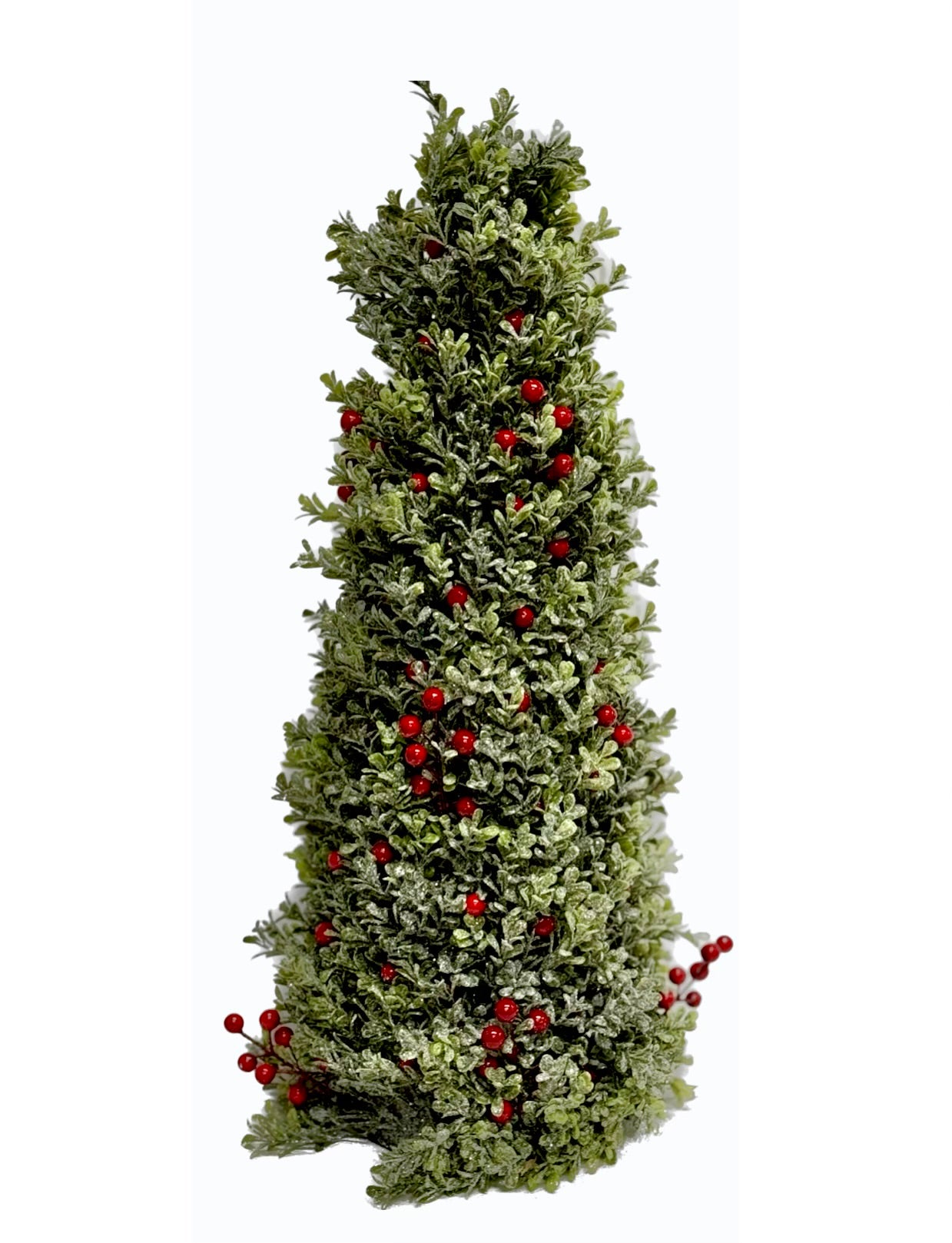 Christmas Frosted Boxwood and Berry Tree