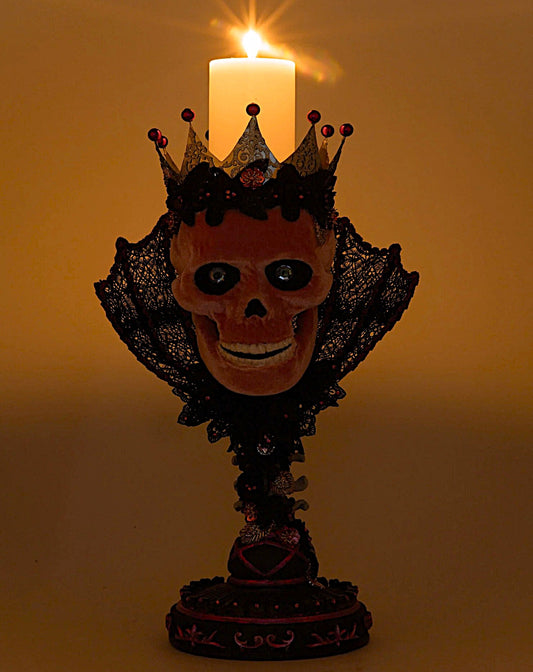 Katherine’s Collection Pink Passion Skull Pillar Candle Holder