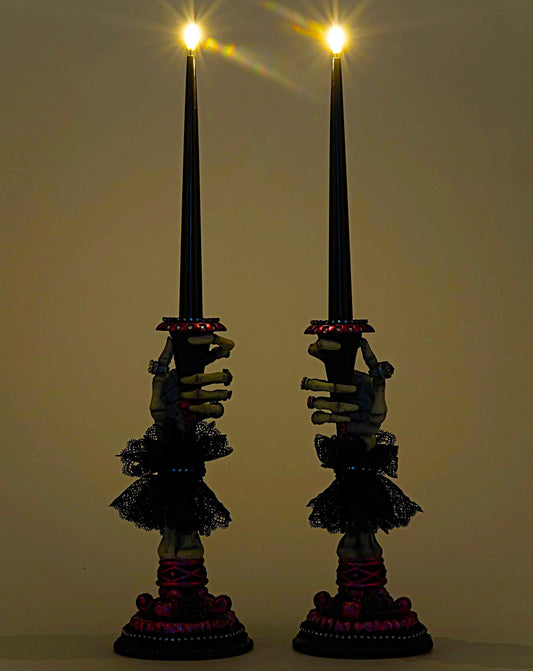 Katherine’s Collection Skeleton Hand Candle Sticks Set of 2