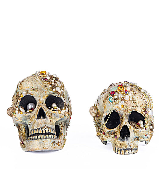Katherine’s Collection Set of 2 Tabletop Jewel Encrusted Skulls