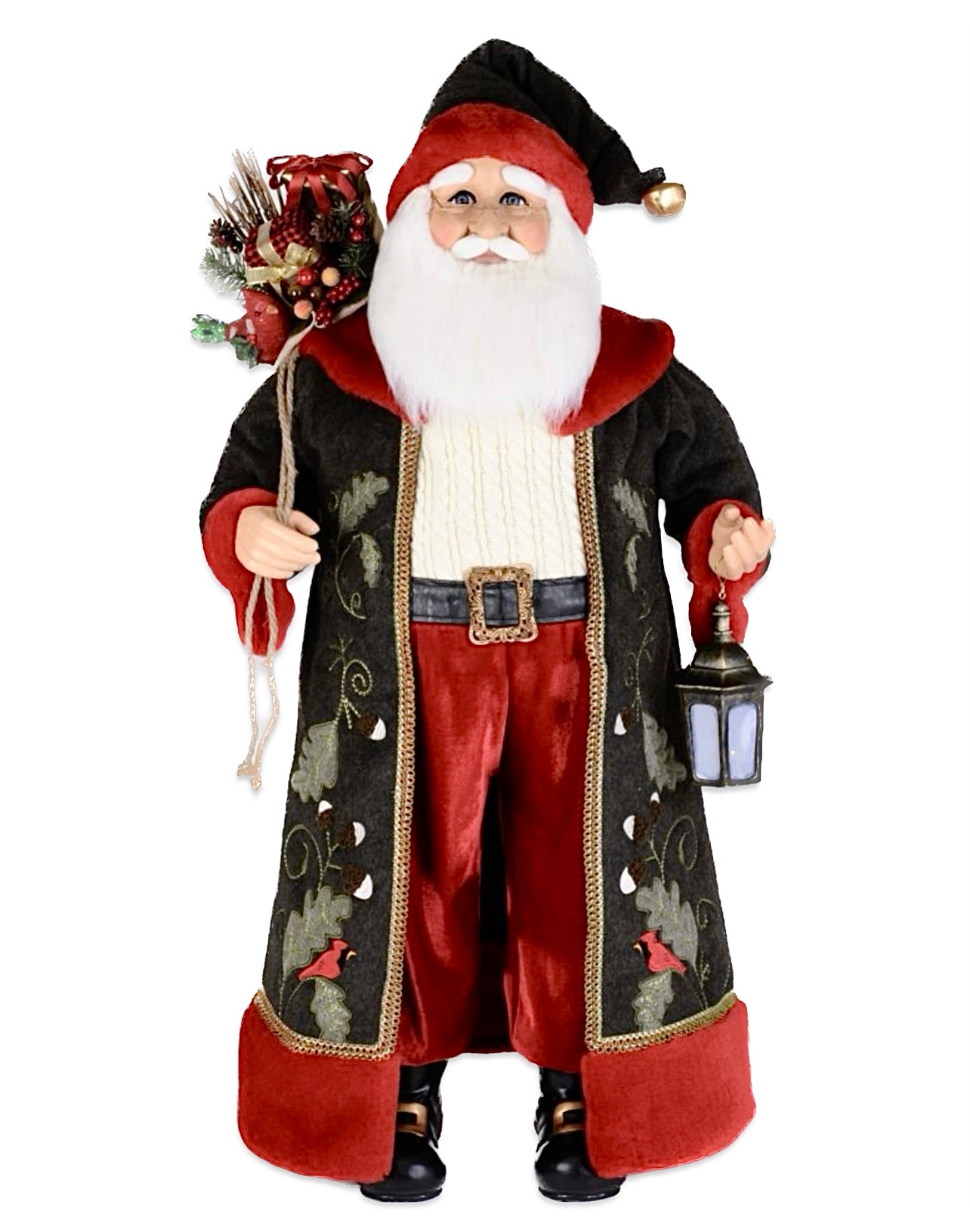 Lighted Cardinal Woodland Santa