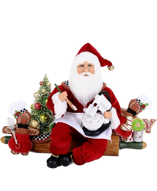 Lighted Rolling Out Christmas Santa