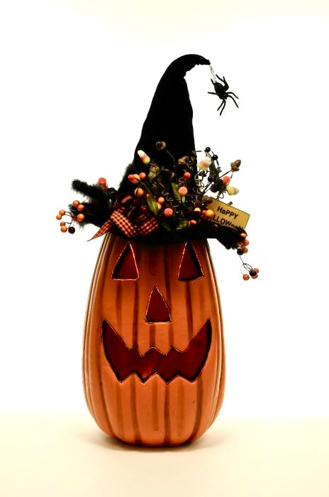 Lighted Tall Fiber Optic jack-o-lantern