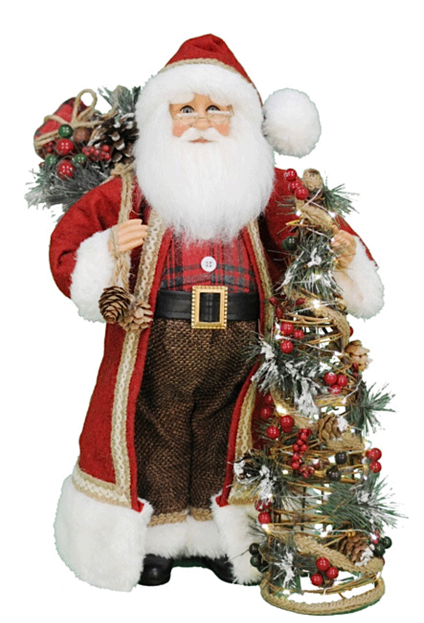 Lighted Woodland Pine Santa