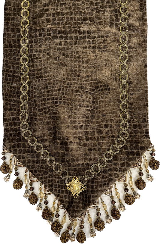 Dark Chocolate Croc Chenille Designer Table Runner