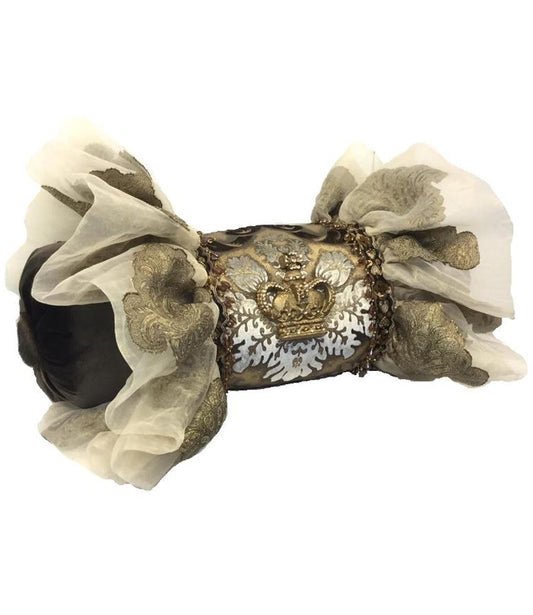 Luxury Designer Pillow Bolster With Jeweled Crown 19X8