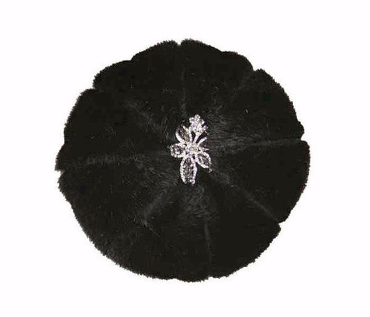 luxury-accent_pillow-round-black_faux_fur-jeweled-bling-reilly_chance_collection