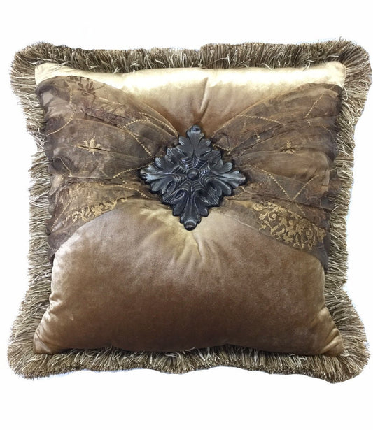 Luxury_accent_pillow-square-gold_velvet-brown_organza-embellished-reilly_chance_collection