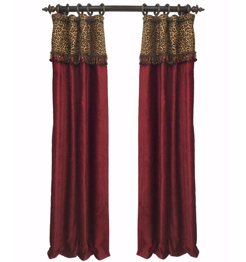 Luxury_curtain_panel-red_chenille-leopard-beads-reilly_chance_collection