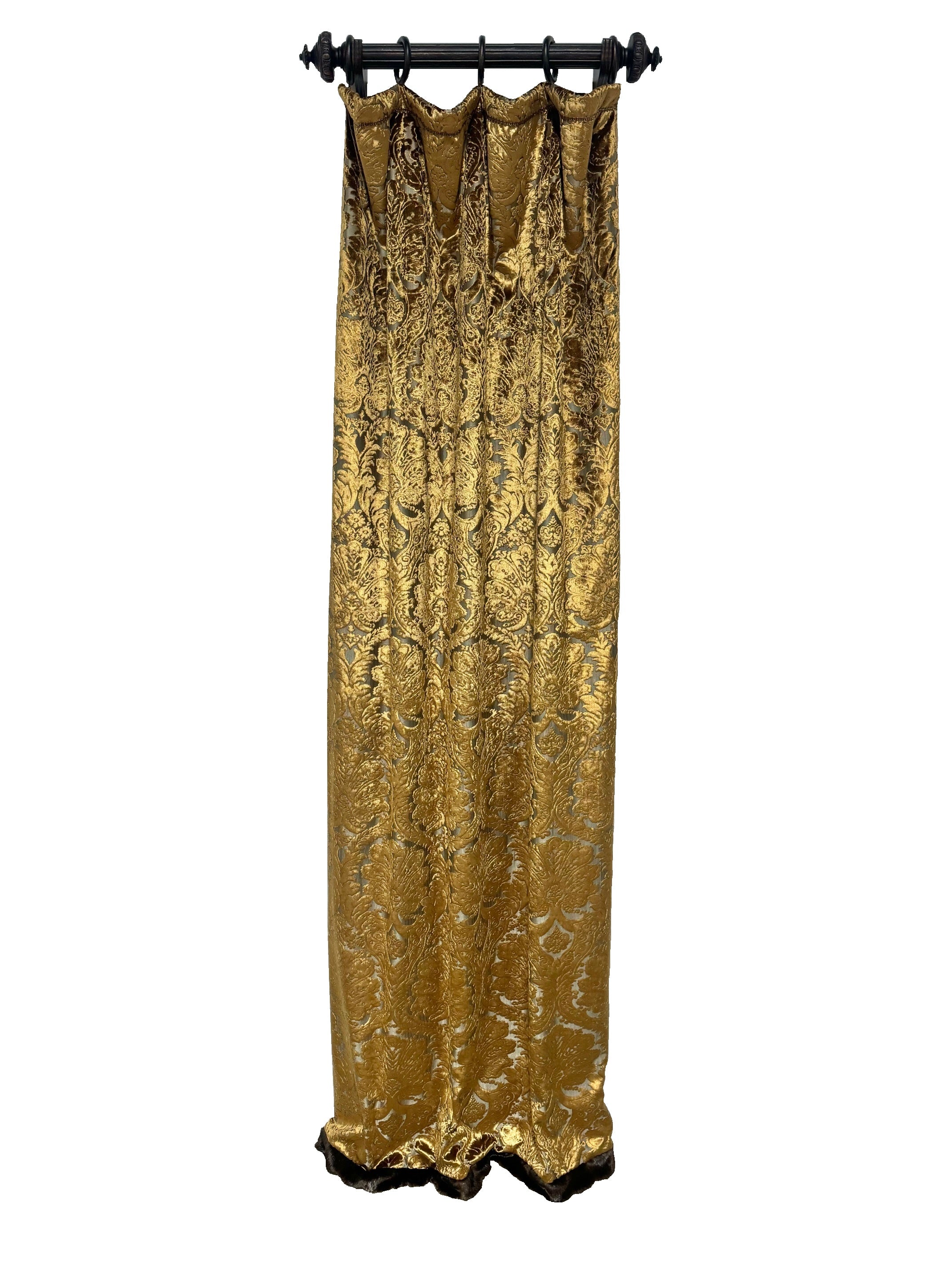 Luxury Curtain Panel Burnished Gold Cut Velvet
