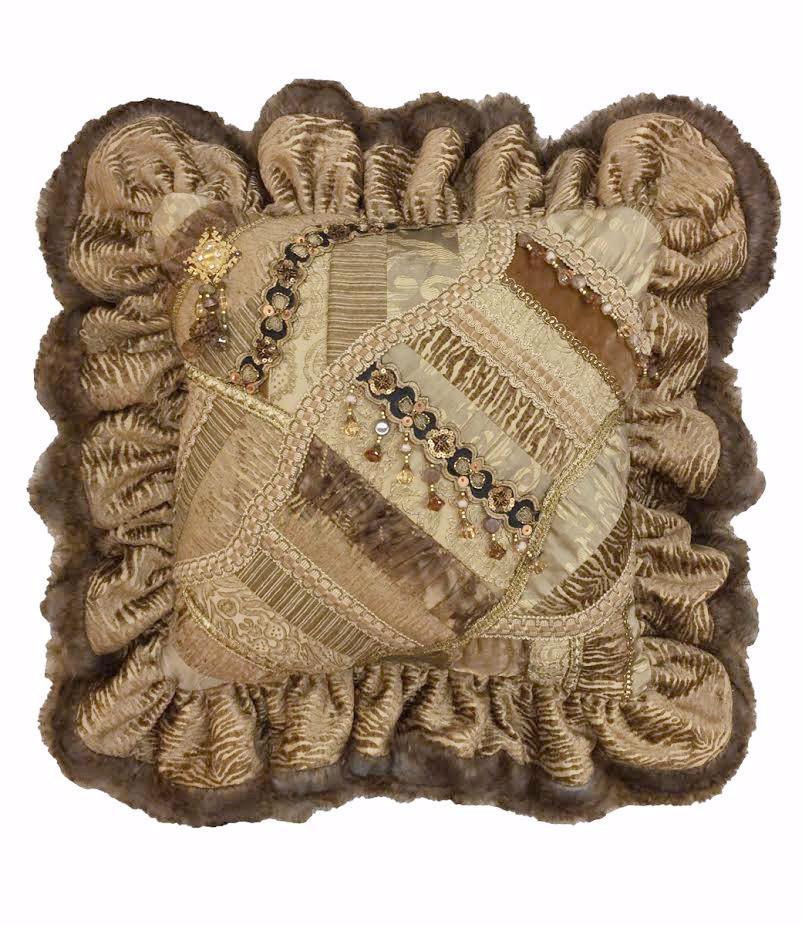 Decorative Ruffled Pillow Champagne 20X20 (Not Including Ruffle)