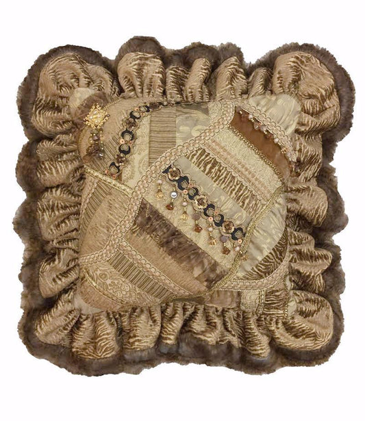 Decorative Ruffled Pillow Champagne 20X20 (Not Including Ruffle)