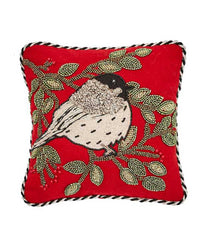 MacKenzie-Childs Chickadee Beaded Throw Pillow