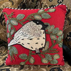 MacKenzie-Childs Chickadee Beaded Throw Pillow