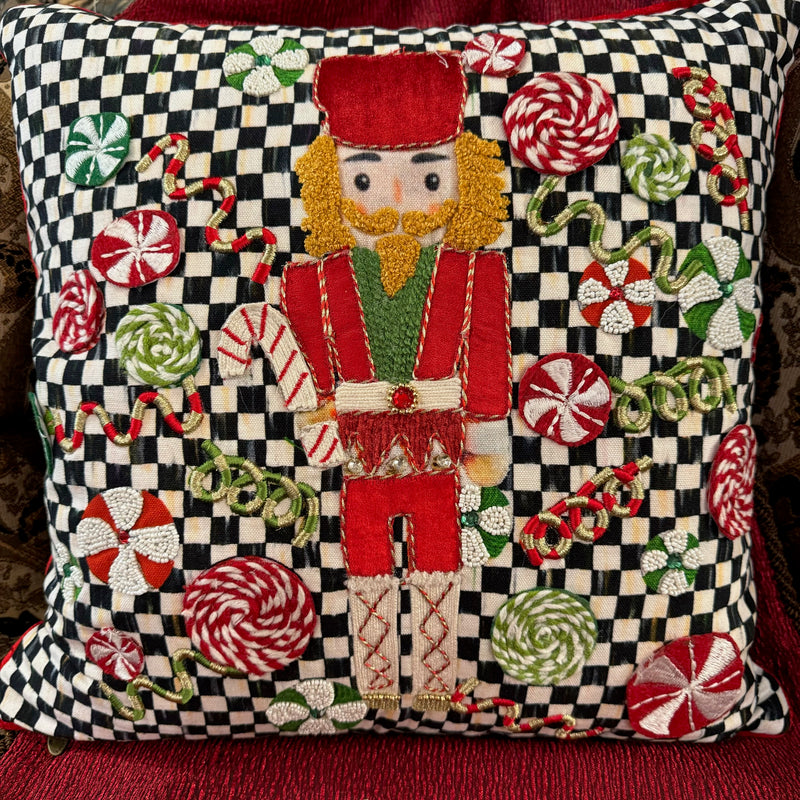 MacKenzie Childs Courtly Check Nutcracker Throw Pillow Reilly Chance Collection