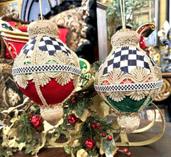 MacKenzie-Childs Cozy Christmas Velvet Bauble Ornaments Set of 2